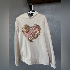 Girls Btween Sequin Heart Hoodie